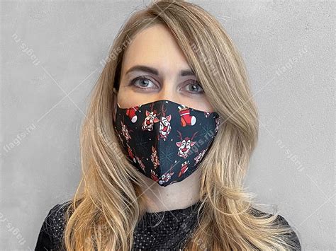 Черные защитные маски с принтом - скидки от 10 штук