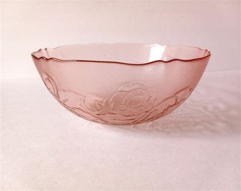 Pink Depression Glass Bowl Arcoroc France Rosaline Salad Bowl Etsy