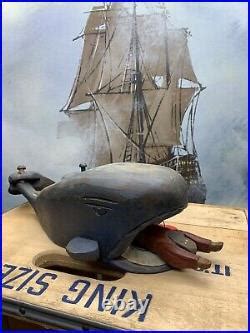 Vintage Wolf Creek Folk Art Wooden Wood Carved Jonah The Whale