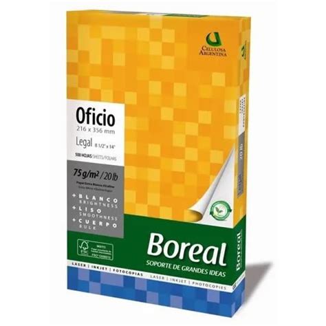 RESMA BOREAL OFICIO LEGAL 75 GR PQX500 Papelera Cumbre Productos