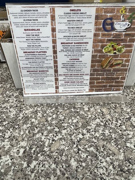 Menu At G And R Deli Cafe Hopewell Junction