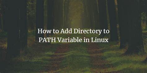 How To Add Directory To Path Variable In Linux