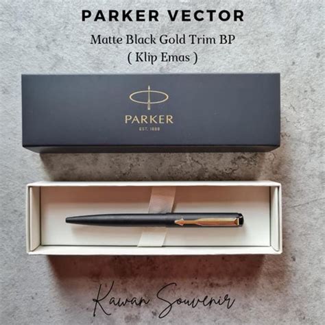 Jual Pulpen Parker Original Vector Matte Black Gold Trim Klip Emas Bp