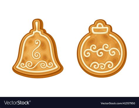 Gingerbread cookies of various shapes set baked Vector Image