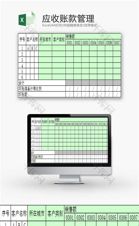 财务报表应收账款管理excel模板千库网excelid：78261