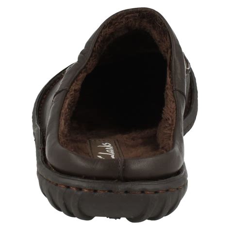 Clarks Mens Leather Open Back Slippers Kite Vasa EBay