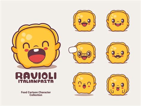 Premium Vector Ravioli Cartoon Character Italian Pasta Vector Illustration