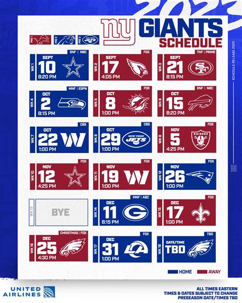 2023 Schedule: Week 1: Cowboys @ Giants SNF - New York Giants ...