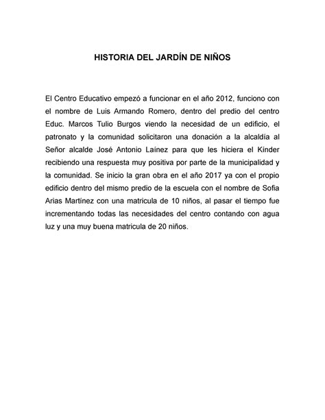 Historia Del Jard N De Ni Os Historia Del Jard N De Ni Os El Centro