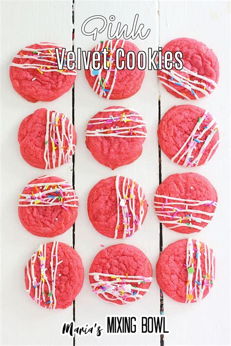 Pink Velvet Cookies With White Chocolate Drizzle