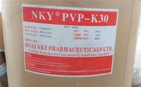 Powder Polyvinylpyrrolidone Pvp K For Pharma Packaging Size Kgs