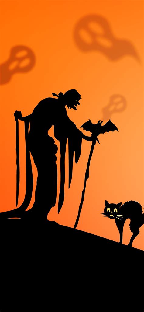 Wallpaper Happy Halloween, cat, witch, skull, silhouette 3840x2160 UHD 4K Picture, Image