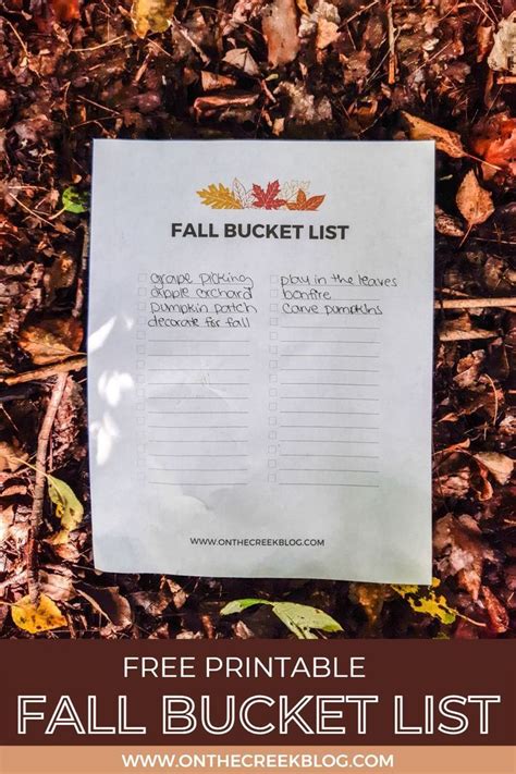 A Printable Fall Bucket List On The Ground