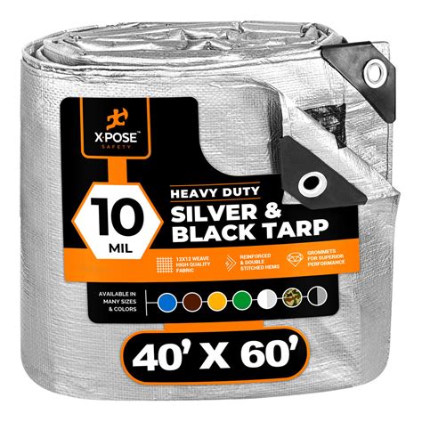 Xpose Safety 40 X 60 Silver Black Heavy Duty Weatherproof 10 Mil