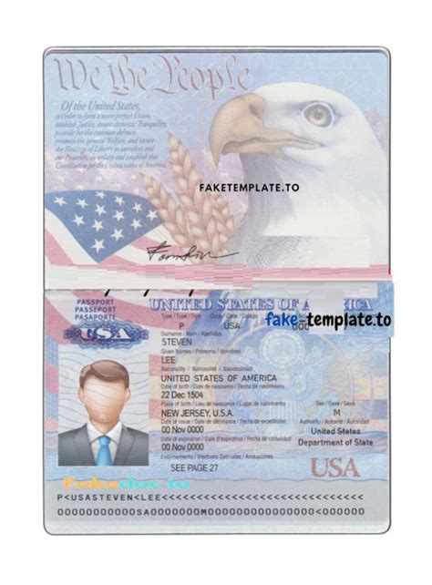 Usa Passport Psd Template Multi Version V1 And V2 Fake Templateto