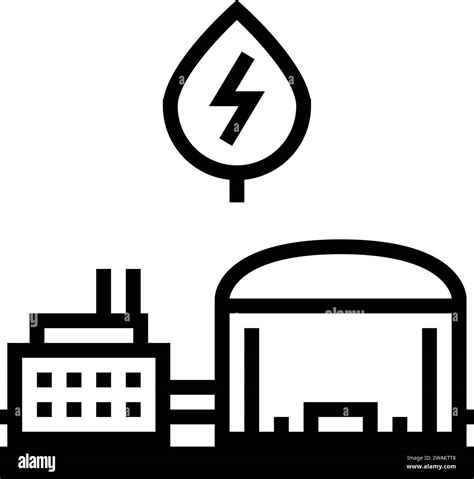 Biogas Plant Biomass Line Icon Vector Illustration Stock Vector Image