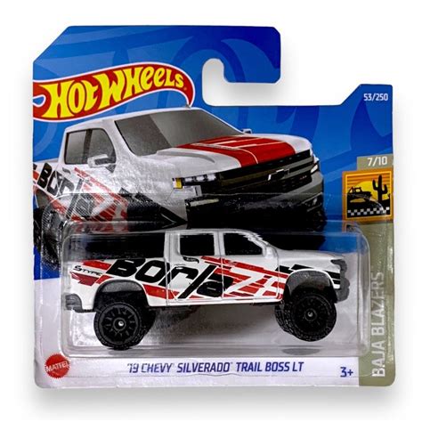 Miniatura Carro Hot Wheels 19 Chevy Silverado Trail Boss LT Borla Branco BAJA BLAZERS 7 10