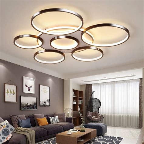 LED Plafondlamp Moderne Creativiteit 7 Ring Woonkamer Plafondlamp Bruin