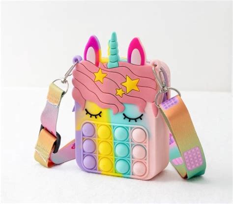 Pop It Tas Zacht Kleur Regenboog Tasje Met Een Spinning Light Popping