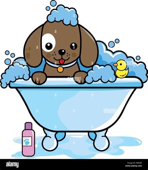 Dog in a tub taking a bubble bath Stock Vector Image & Art - Alamy