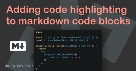 Adding Code Highlighting To Markdown Code Blocks