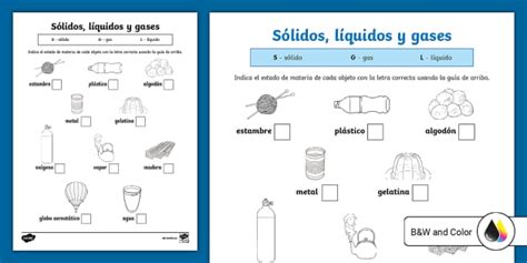 Hoja de trabajo: Sólido, líquido o gas (teacher made)