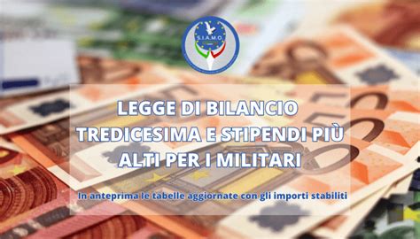 LEGGE DI BILANCIO 2024 TREDICESIMA E STIPENDI PIÙ ALTI PER I MILITARI