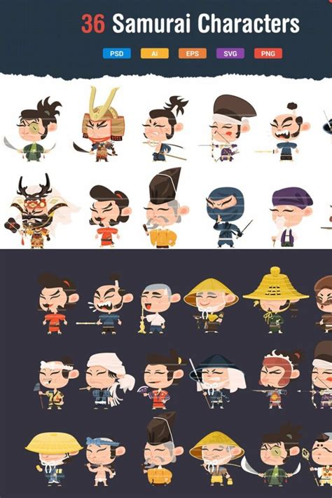 36 Samurai Characters – MasterBundles