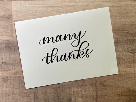 Many Thanks Card Modern Calligraphy Card Thank You Card Etsy