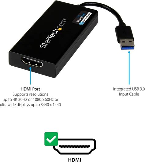 Startech Usb 30 To 4k Hdmi External Multi Monitor Adapterusb32hd4k