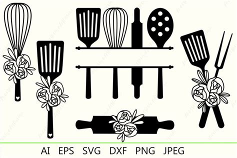 Kitchen Utensils Monogram Svg Bundle