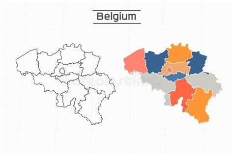 Belgium Map City Vector Divided By Colorful Outline Simplicity Style