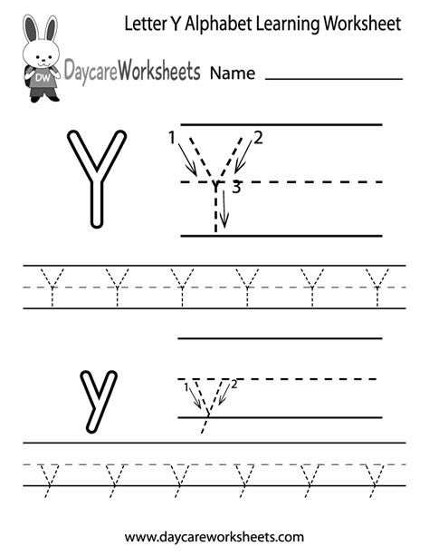 Free Letter Y Alphabet Learning Worksheet For Preschool