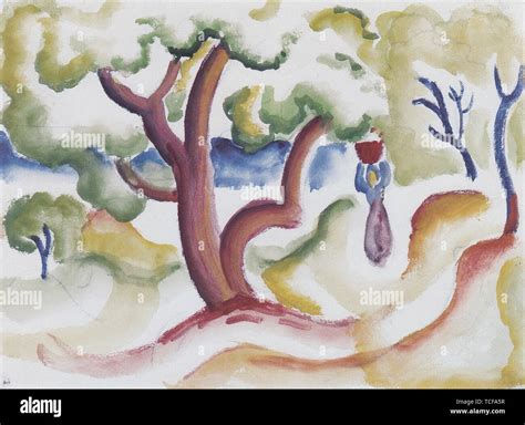 August Macke Woman With Pitcher Under Trees 1912 Stock Photo Alamy