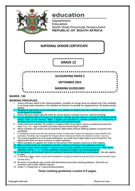 3 NW NSC Accounting P2 ENG MG SEPT 2023 NATIONAL SENIOR CERTIFICATE