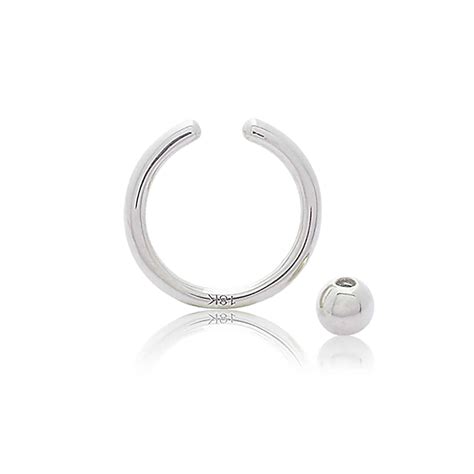 Piercing De Nombril En Or Blanc Anneau Avec Boule En Or