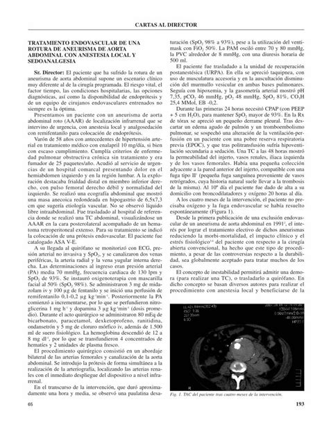 Pdf Tratamiento Endovascular De Una Rotura De Aneurisma De Aorta