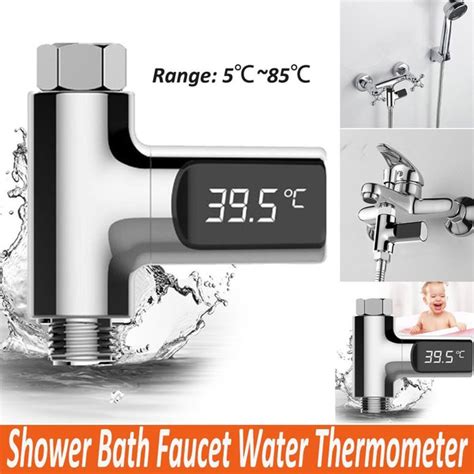 Shower Bath Faucet Water Thermometer with LED Screen 360° Rotating ...