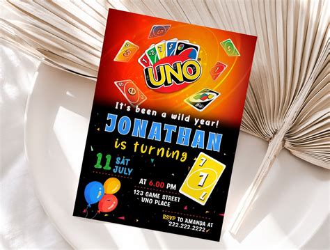 Editable Uno Birthday Invitation Template Printable Birthday Etsy