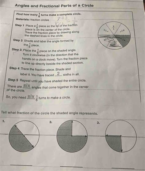 Angles And Fractional Parts Of A Circle Find How Many Turns Make A