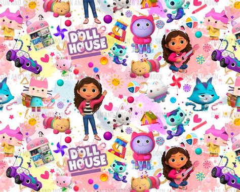 Gabbys Seamless Pattern Dollhouse Seamless Pattern Gabby Digital