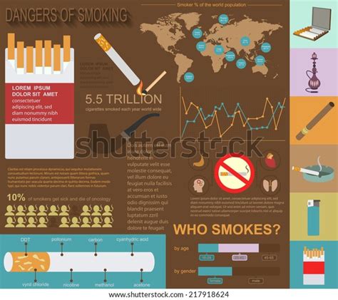 Dangers Smoking Infographics Elements Vector Illustration Stock Vector