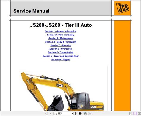 JCB Excavator JS200 260 Isuzu Tier 3 Sevice Manual