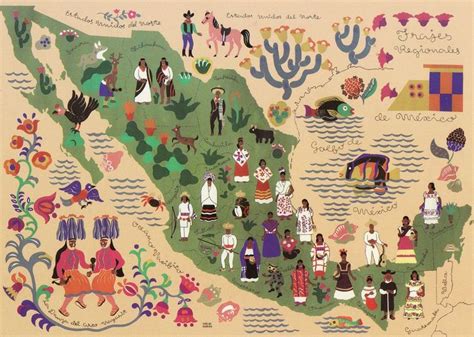 México Mapa De México Con Sus Trajes Típicos ¿tienes Fotos De Alguno E