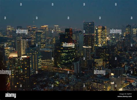 Night View Of Downtown High Rises Tokyo Japan Stock Photo Alamy