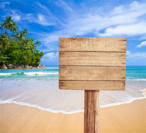 Wooden Signboard On Tropical Beach Stock Photo Image Of Concept