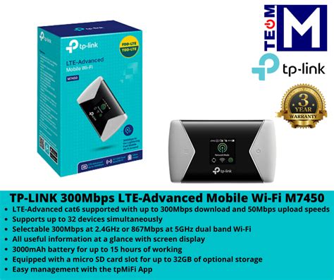 Tp Link M7450 300Mbps LTE Advanced Mobile Wi Fi