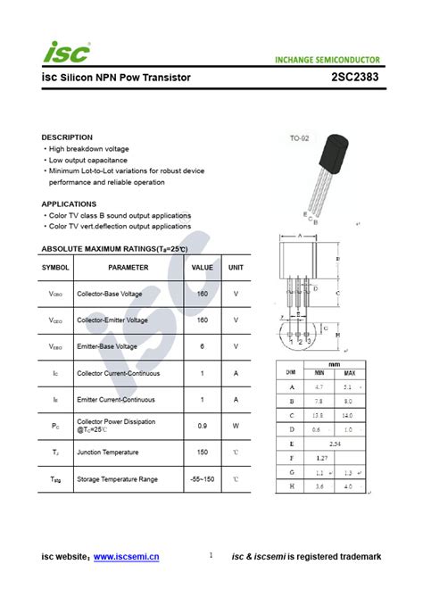 Sc Datasheet Transistor Equivalent Inchange