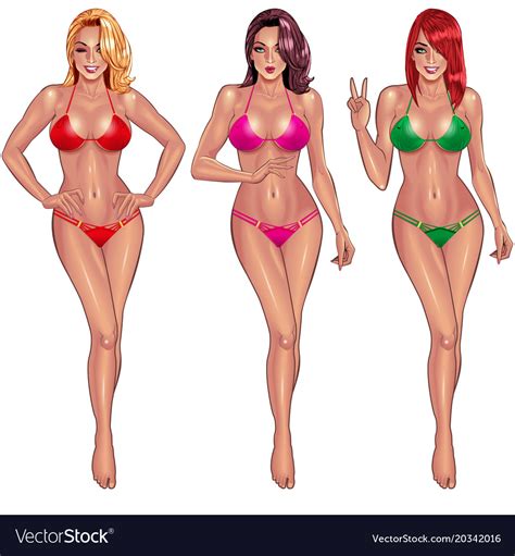 Beautiful Young Women In Bikini Royalty Free Vector Image