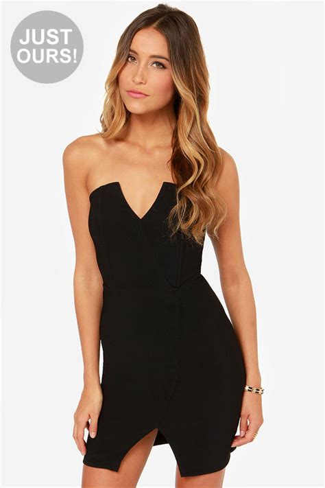 Sexy Black Dress Strapless Dress Bodycon Dress 3300 Lulus